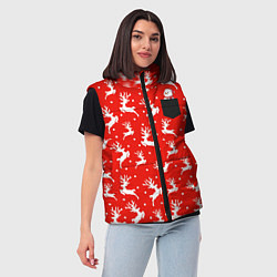 Женский жилет Снеговик в кармане, цвет: 3D-красный — фото 2