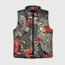 Женский жилет Самурай Якудза, драконы, цвет: 3D-светло-серый