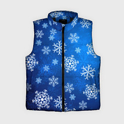 Женский жилет Новый Год Снежинки, цвет: 3D-черный