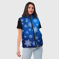 Женский жилет Новый Год Снежинки, цвет: 3D-черный — фото 2