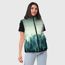 Женский жилет Акварельный лес градиент, цвет: 3D-черный — фото 2
