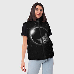 Женский жилет Кот в Космосе, цвет: 3D-черный — фото 2