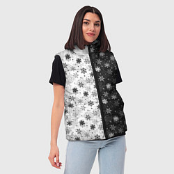 Женский жилет Чёрно-Белые Снежинки, цвет: 3D-светло-серый — фото 2
