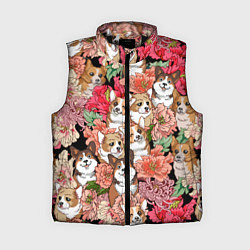 Женский жилет Корги & Цветы, цвет: 3D-черный