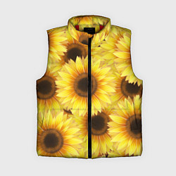 Женский жилет Подсолнухи в поле, цвет: 3D-красный