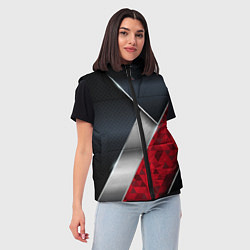 Женский жилет 3D BLACK AND RED METAL, цвет: 3D-красный — фото 2