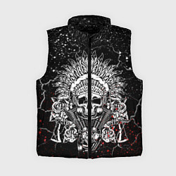 Женский жилет Череп Индеец Трещины, цвет: 3D-черный
