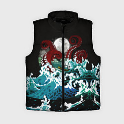 Женский жилет Корабль на Волнах Кракен, цвет: 3D-черный