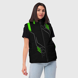 Женский жилет ФУТУРИСТИЧНАЯ БРОНЯ ЗЕЛЕНАЯ, цвет: 3D-черный — фото 2