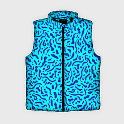 Женский жилет Неоновые синие узоры, цвет: 3D-черный