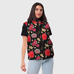 Женский жилет Корона и розы, цвет: 3D-светло-серый — фото 2