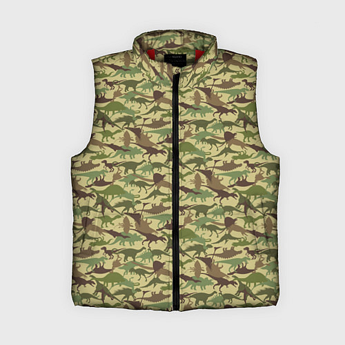 Женский жилет Динозавры камуфляж / 3D-Красный – фото 1