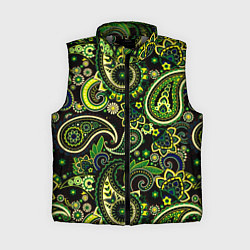 Женский жилет Ярко зеленые славянские узоры, цвет: 3D-светло-серый