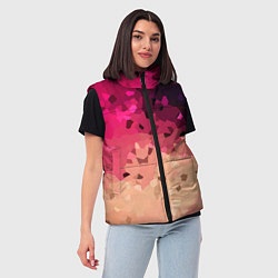 Женский жилет Бежево-малиновый абстрактный, цвет: 3D-светло-серый — фото 2