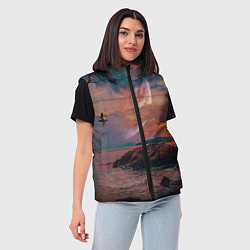 Женский жилет Закат на качелях, цвет: 3D-черный — фото 2
