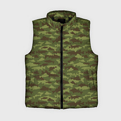Женский жилет Рыбак камуфляж из рыб, цвет: 3D-черный