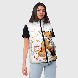 Женский жилет ЛИСА В ЛИСТЬЯХ ОСЕННЕЕ НАСТРОЕНИЕ FOX IN THE FORES, цвет: 3D-светло-серый — фото 2
