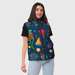 Женский жилет Новогодний Паттерн!, цвет: 3D-красный — фото 2