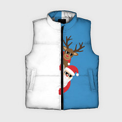 Женский жилет Крутые Санта и Олень, цвет: 3D-светло-серый