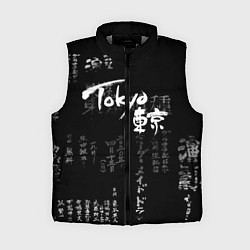 Женский жилет Токио Надпись Иероглифы Япония Tokyo, цвет: 3D-светло-серый