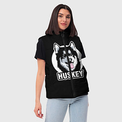 Женский жилет Собака Хаски Husky, цвет: 3D-светло-серый — фото 2