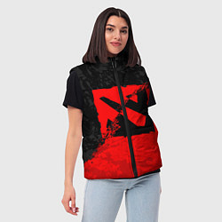 Женский жилет DOTA 2 RED BLACK LOGO, БРЫЗГИ КРАСОК, цвет: 3D-черный — фото 2