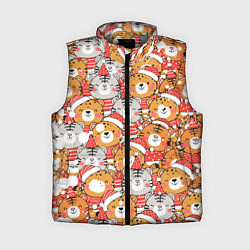 Женский жилет НОВОГОДНИЕ ТИГРЫ ПАТТЕРН 2022, цвет: 3D-светло-серый