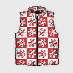 Женский жилет Шахматные Снежинки, цвет: 3D-красный