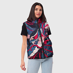 Женский жилет Самурай Якудза, змей, скелет, цвет: 3D-черный — фото 2