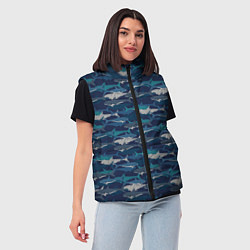 Женский жилет Хищные Акулы, цвет: 3D-черный — фото 2