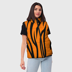 Женский жилет Текстура тиграtiger, цвет: 3D-черный — фото 2