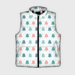 Женский жилет Цветные ели, цвет: 3D-черный