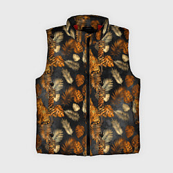 Женский жилет Тигры и листья Тропики, цвет: 3D-красный