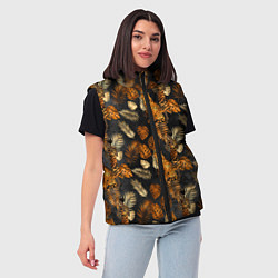 Женский жилет Тигры и листья Тропики, цвет: 3D-красный — фото 2
