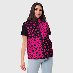 Женский жилет Черно-Розовые сердца, цвет: 3D-черный — фото 2