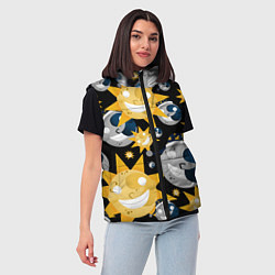 Женский жилет Солнце и Луна из FNAF Security Breach Паттерн, цвет: 3D-черный — фото 2