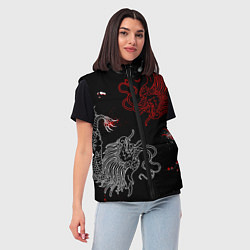 Женский жилет Китайский дракон Красно - Белый, цвет: 3D-светло-серый — фото 2