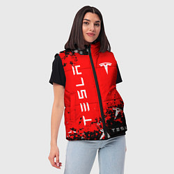 Женский жилет Tesla следы от шин, цвет: 3D-красный — фото 2