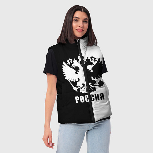 Женский жилет РОССИЯ чёрно-белое / 3D-Светло-серый – фото 3