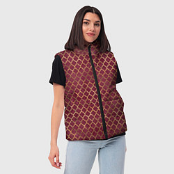Женский жилет Gold & Red pattern, цвет: 3D-красный — фото 2