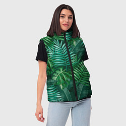 Женский жилет Tropical plants pattern, цвет: 3D-светло-серый — фото 2