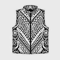 Женский жилет Абстракция черно-белая Волны, полосы, вензеля Моно, цвет: 3D-светло-серый