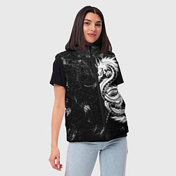 Женский жилет Китайский Дракон Чб Dragon Snake, цвет: 3D-черный — фото 2