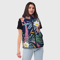 Женский жилет Цветы Гибискусы, цвет: 3D-светло-серый — фото 2