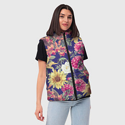 Женский жилет Цветы Розовые Пионы, цвет: 3D-красный — фото 2