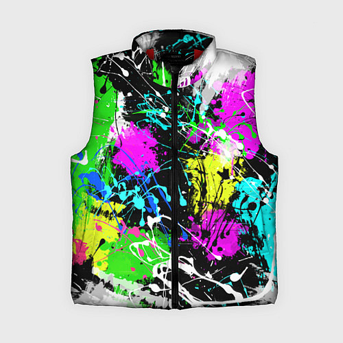 Женский жилет Разноцветные пятна краски на черном фоне / 3D-Красный – фото 1