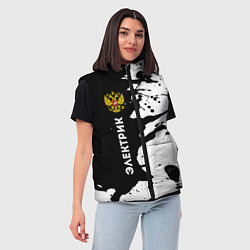 Женский жилет Электрик из России и Герб Российской Федерации, цвет: 3D-черный — фото 2