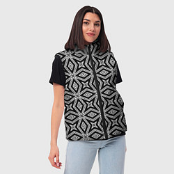 Женский жилет Черно-белый узор геометрический ромбы, цвет: 3D-светло-серый — фото 2