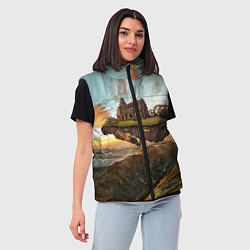 Женский жилет Горный пейзаж в стиле Стимпанк, цвет: 3D-светло-серый — фото 2