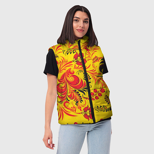 Женский жилет Хохломская Роспись Цветы / 3D-Светло-серый – фото 3